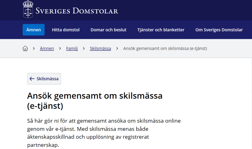 Sveriges Domstolars logotyp i sidhuvudet på webbplatsen