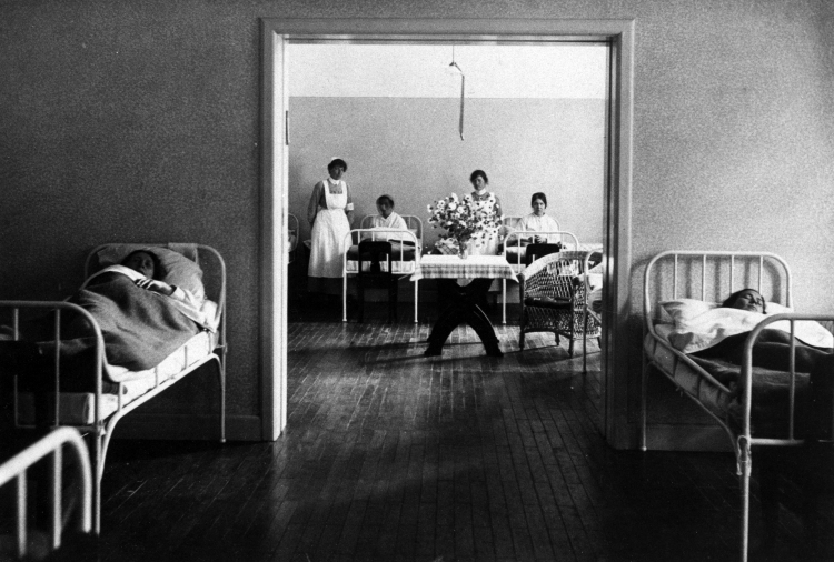En sovsal i Lunds Hospital (senare S:t Lars)