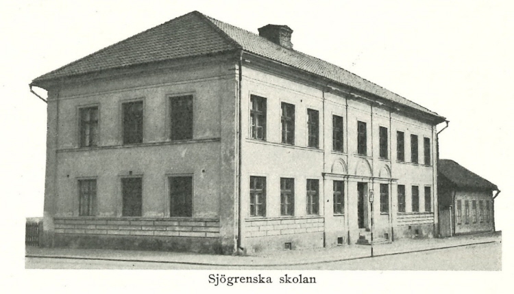 Svartvitt fotografi av Sjögrenska skolan