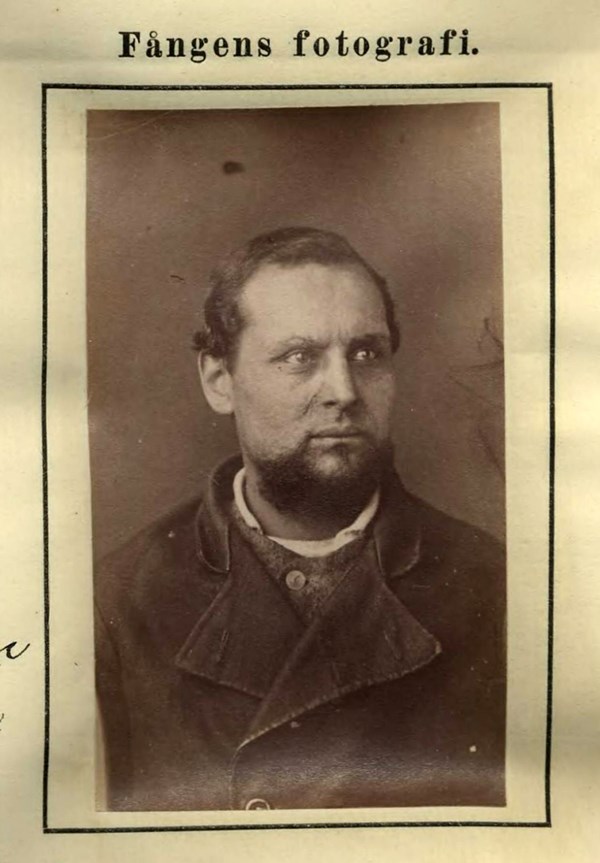 Foto av Johan Petter Lorentz Brolin taget vid hans frigivning 1885.