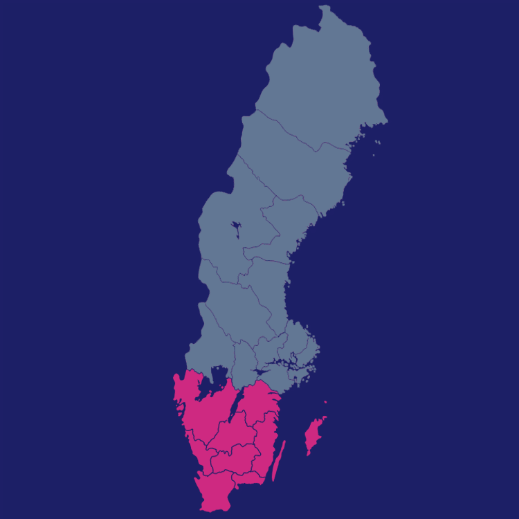 Karta som visar Götaland