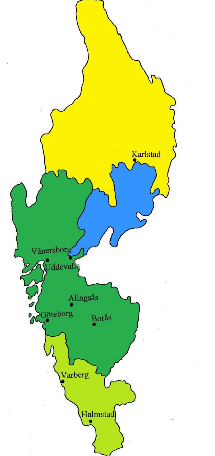 Karta över Hovrättens för Västra Sverige domkrets