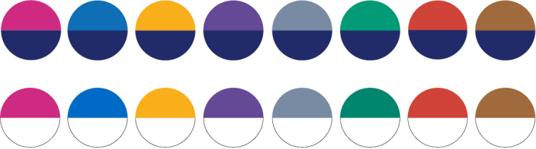 Färgkombinationer tillsammans med basfärgen respektive vit