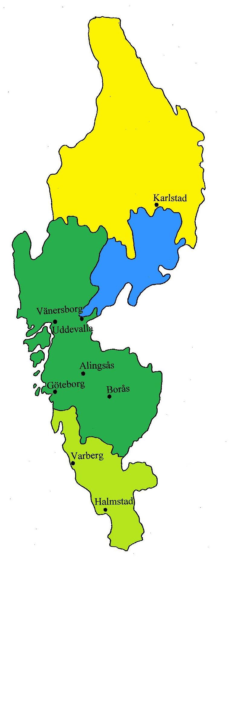 Karta över Hovrättens för Västra Sverige domkrets