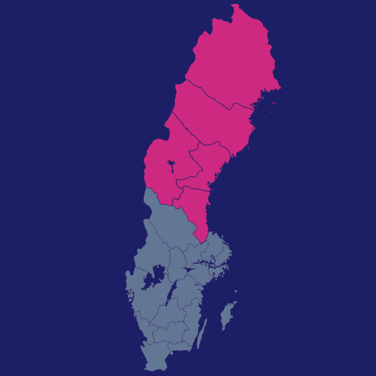 Karta som visar Norrland