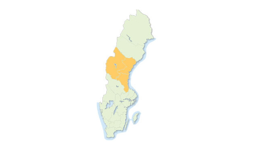 Karta över Sverige som visar hovrättens domkrets