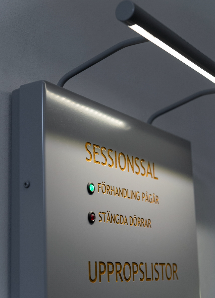 Skylt sessionssalen