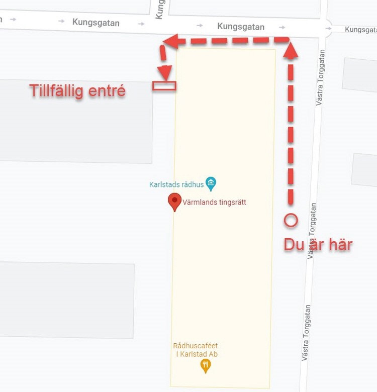 Tillfällig entré vägbeskrivning